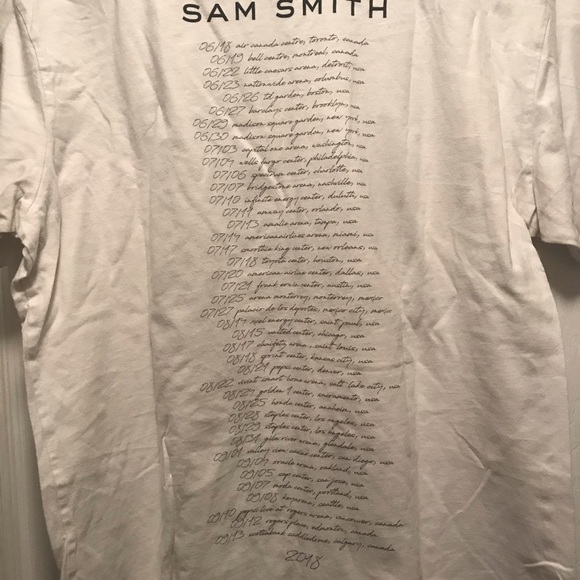 Sam Smith 2018 Tour T-Shirt White Size Medium - Picture 4 of 5